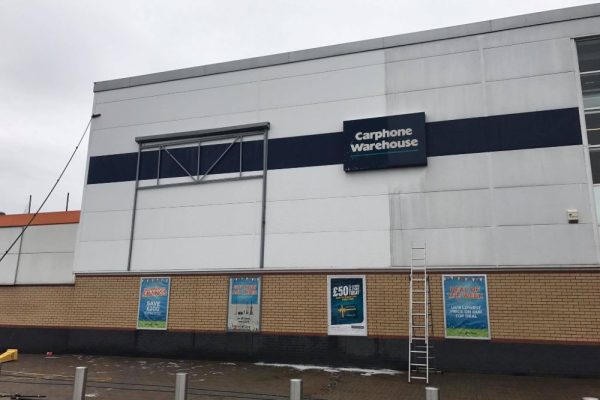 Team Cleaning Exterior Of Carphone Warehouse Building